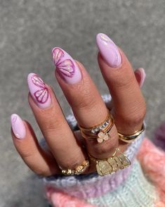 butterfly nail ideas designs nail art Light Purple Nails, Butterfly Nail Designs, Lilac Nails, Purple Nail Designs, Lavender Nails, Butterfly Nail Art, Pink Nail Art, Nails Polish, Festival Nails