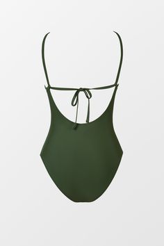 Dive into confidence with our Green Cutout Ruched Tummy Control One-Piece. Designed to flatter your figure with its strategic cutouts and ruched detailing, this swimsuit offers both style and support. Product code: DAA12E4E009RR Features:  Crisscross halter neckline Removable cups Medium bust support Adjustable cami straps Front cutout Back tie Tummy control Cheeky high-leg cut Modern bum Wash Method: Regular Wash Lining: 92%POLYESTER,8%SPANDEX Material: 82%NYLON,18%SPANDEX. Stretch Beachwear Swimwear With Ruched Back, Tie Back Nylon Swimwear For Pool, Nylon Tie Back Swimwear For Pool, Backless Ruched Swimwear For Beach, Vacation Ruched Backless Swimwear, Green Nylon One-piece Tankini, Stretch Swimwear With Ruched Back For Beach, Beachwear Tankini With Ruched Back For Sunbathing, Beach Swimwear With Elastic Backless Design