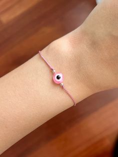 ❪ ABOUT BRACELET ❫ Pink Evil Eye is capable of keeping your friendships with others safe and is also great for providing the wearer a sense of calm and relaxation. ⎯ ❪ STEPS TO ORDER ❫ STEP 1: In the 1st drop-down, choose the "Thread Colour". * 20 colours available for thread STEP 2: In the 2nd drop-down, choose the "Beads Material" for 2mm beads beside Evil eye and the 4mm rubber bead. STEP 3: In the "Quantity", choose the quantity of the bracelet. STEP 4: Click "Add to basket" to checkout, or Nazar Bracelet, Pink Evil Eye, Rubber Bead, Jun 2023, Bracelet Friendship, Men Bracelet, Bridesmaid Bracelet, Christmas Gifts For Men, Eye Bracelet