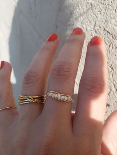 Dainty Sterling Silver Pearl Ring For Everyday, Handmade Gold Minimalist Pearl Ring, Handmade Minimalist Gold Pearl Ring, Dainty Stackable Pearl Jewelry, Minimalist Gold Pearl Ring In Sterling Silver, Dainty Handmade Pearl Open Ring, Dainty Pearl Open Ring, Handmade Dainty Pearl Open Ring, Minimalist Gold Sterling Silver Pearl Ring