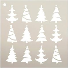 white christmas trees on a gray background