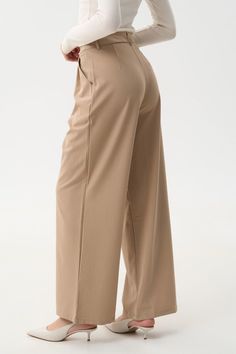 Elevate your business attire with our classic straight-cut trousers. The high cotton content ensures comfort, while the subtle accent button adds a touch of sophistication. Perfect for the modern business professional. Beige Wide Leg Pants, Short Tank Top, Classic Pants, Business Professional, Jean Top, Business Attire, Blazer Dress, The High, Long Sweaters