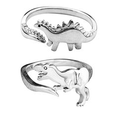 Penguin Clay Ring, Dinosaur Ring, Boy And Girl Friendship, Dinosaur Jewelry, Ring Boy, Girl Friendship, Animal Rings, Gothic Rings, Dinosaur Design