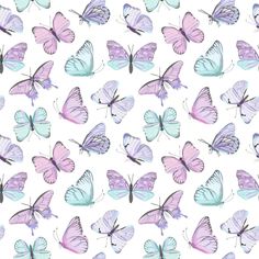 Watercolor Pastel Butterflies Fabric - ineedfabric.com Vector Butterfly, Colorful Texture, Insects Theme, Rustic Wallpaper, Butterfly Cake, Pastel Butterflies, Butterfly Background, Art Clip, Chocolate Wrappers