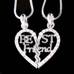 PERFECT CHRISTMAS GIFT FOR LADIES!!!You are getting a Best Friends Heart Lover Pendant with Swarovski crystals. It comes with TWO FREE 18" inches silver finish necklace with lobster clasp. Whole Heart Pendant size is 1" wide X 1 3/16" high (25mm X 30mm)Crystal Color: Crystal Clear===================Prices are in US$.For shipping policies and other important information, click on “profile” on the right.See an item that you like but has already been sold? Contact me to see if I have more!Thank you Rhinestone Necklaces For Valentine's Day Gift, Rhinestone Necklaces As Valentine's Day Gift, Valentine's Day Gift Necklaces With Rhinestones, Valentine's Day Gift Necklace With Rhinestones, Personalized Crystal Necklace For Valentine's Day, Heart Necklace With Rhinestones For Gift, Valentine's Day Personalized Crystal Necklace, Heart Necklace With Rhinestones For Valentine's Day Anniversary, Valentine's Day Heart Necklace With Rhinestones For Anniversary