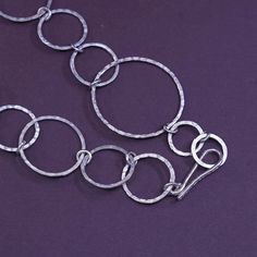 "40\", vintage sterling silver handmade necklace, fine 925 silver textured flatten circle chain, silver tested" Silver Circular Minimalist Chain Necklace, Silver Link Necklace With 925 Stamp, Silver Link Necklace Stamped 925, Unique Silver Hammered Jewelry, Stamped 925 Silver Link Necklace, Silver Full Circle Jewelry With Adjustable Chain, Silver Oval Link Metal Necklace, Unique Hammered Silver Jewelry, Hammered Sterling Silver Necklaces In Silver