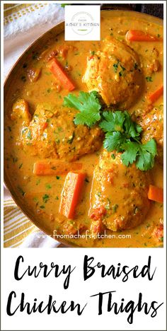 curry braised chicken thighs with carrots and parsley