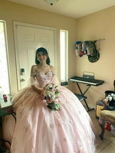 Pink Ball Gown Quinceanera Dress Applique Off the Shoulder Sweet 16 Ve – formalgowns Light Pink Quince Dresses, Katie Core, Pink Quince Theme, Light Pink Quinceanera Dresses, Rose Gold Quinceanera, Xv Ideas, Xv Dresses, Prom Dress Ball Gown, Women Celebrating