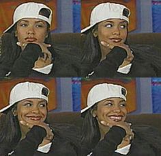 a woman wearing a white hat and making funny faces on the set of tv talk show