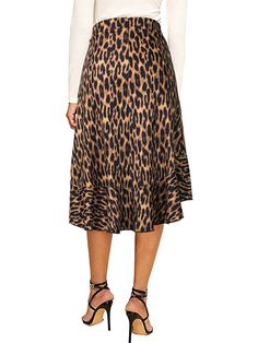 Material: The quality is very lightweight and well touching. super comfortable. pretty irresistible to twirl in. you can't miss such a charming skirt in your wardrobe. Features: This simple classic leopard printed skirt. will never out of date. and it is easy to match all kinds of tops and t-shirts. Occasions: You can wear this midi skirt for work. shopping. beach. party. vacation. dating. wedding. everyday and formal wear. Size Chart: Fitted Long Skirt In Leopard Print, Casual Leopard Print Midi Skirt, Casual Leopard Print Skirt For Fall, Summer Leopard Print Lined Skirt, Chic Flowy Leopard Print Skirt, Chic Leopard Print Midi Skirt, Chic Leopard Print Skirt For Spring, Casual Leopard Print Midi Skirt Bottoms, Flowy Leopard Print Skirt For Spring