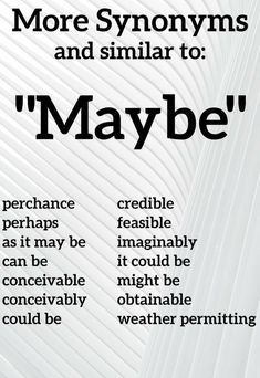 a poster with words that say more syonomyms and similar to'maybe '