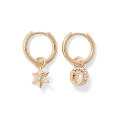 Our moon and star hoop earrings evoke the celestial motifs in a stained-glass roundel (1390) at The Met Cloisters. Crafted in a large court workshop i... Met Cloisters, The Met Museum, Star Hoop Earrings, The Turk, The Cloisters, Moon And Star, Cute Jewelry, Hoop Earrings, Moon