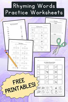 the rhyming words practice worksheets for kids