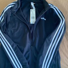 Nwt Black Adidas Track Jacket Adidas Jacket Outfit, Adidas Jacket Women, Grey Jacket Women, Coats Black, Adidas Zip Up, Future Clothes, Textured Jacket, Black Windbreaker, Adidas Track Jacket