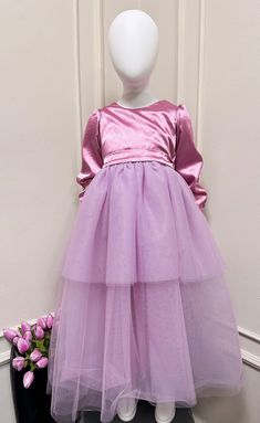 Step into a world of elegance and charm with our enchanting Handmade Satin and Tulle Pink Dress, tailored for your little one's special moments. 🌸 Delicate design: Crafted with meticulous attention to detail, this dress features a graceful combination of soft satin and ethereal tulle, exuding a sense of timeless beauty and sophistication. 💖 Elegant and versatile: With its classic pink hue and long sleeves, this dress is perfect for any occasion, from formal events to everyday play. Let your ch Tulle Pink Dress, Kids Formal Wear, Tulle Pink, Pink Princess Dress, Kids Formal, Satin Tulle, Long Sleeve Kids, Dress Handmade, Delicate Design