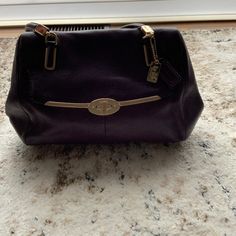 Purple Leather And Gold Hardware Coach Hand Bag. No Scratches Or Ware, Never Worn. Clean Inside And Small Outside Pouch. Purple Shoulder Bag For Office, Purple Top Handle Shoulder Bag For Office, Luxury Purple Tote Bag, Luxury Purple Formal Bag, Luxury Purple Formal Bags, Coach Burgundy Shoulder Bag With Gold-tone Hardware, Luxury Purple Shoulder Bag With Removable Pouch, Luxury Purple Bags For Everyday Use, Purple Top Handle Bag For Office