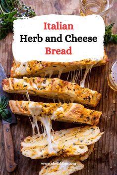 italian herb and cheese bread on a cutting board