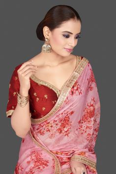 Be highlight of the occasions in this stunning pink embroidered floral organza saree with embroidery! The saree comes with red embroidered saree blouse and blouse piece. Shop designer sarees in USA from Pure Elegance Indian saree store. The actual product may vary slightly from the image. These are custom orders, hence expect slight variation in color, placement of the motif or buta. ESTIMATED DELIVERYBecause this is a custom order, it would take about 3 weeks from the date of purchase. RETURN P Traditional Pink Pre-draped Saree With Floral Embroidery, Traditional Wear Organza With Unstitched Blouse, Organza Saree With Floral Embroidery For Reception, Red Traditional Blouse With Sheer Dupatta, Reception Organza Saree With Floral Embroidery, Floral Embroidered Organza Saree Blouse, Red Blouse With Sheer Dupatta For Festivals, Traditional Pre-draped Organza Saree With Floral Embroidery, Traditional Organza Pre-draped Saree With Floral Embroidery