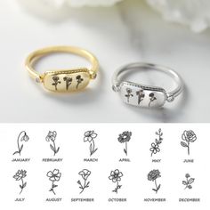 Our Customized birth flower ring makes the perfect trendy gift for your mother, sister, grandparent, bridesmaid, close friend, Each personalized premium quality ring can be personalized with 1-5 birthflowers. We offer 12 different kinds of birth flowers. Material :- 925 STERLING SILVER Pls check your ring size before purchasing. Thank you so much! Flowers Number: each ring can fit: 1-5 birth flowers January ★ Snowdrop ★ - Admiration, love, hope, rebirth February ★ Violet ★ - Faithfulness, humili Delicate Flower Charm Ring As Gift, Delicate Flower Charm Ring For Gift, Nature-inspired Rose Gold Flower Ring As Gift, Elegant Birth Flower Ring For Gift, Elegant Birth Flower Ring Gift, Elegant Birth Flower Ring As Gift, Delicate Birth Flower Promise Ring, Nature-inspired Jewelry For Anniversary And Mother's Day, Nature-inspired Jewelry For Mother's Day Anniversary