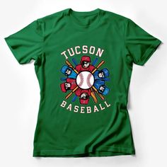 a green t - shirt with a baseball design on it