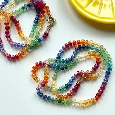 Knotted Rainbow Necklace Natural Gemstone Jewelry Rainbow - Etsy Gem Candy, Afghan Loom, Rainbow Gifts, Rainbow Stone, Luxe Boho, Glass Lampwork, Necklace Ideas, Rainbow Gift, Rainbow Jewelry