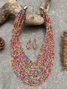 Multicolor Vacation      Embellished   Jewelry Layered Beaded Necklace, Diy Necklace Patterns, Beaded Jewelry Necklaces, Necklace Patterns, Women's Jewelry Sets, Handmade Beaded Jewelry, Accessories Diy Jewelry, Watches Women Fashion, Bead Jewellery