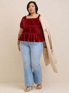 Velvet Cami, Tie Waist Top, Tiered Tops, Christmas Style, Summer Styles, Chiffon Ruffle, Floral Chiffon, Puff Sleeve Top, Rhubarb