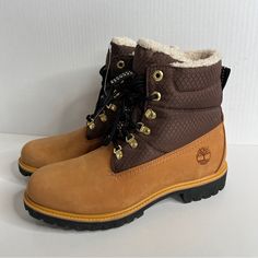 Nwt Timberland Mens 6 Inch Heritage Puffer Leather Boots Brown Size 9.5 Winter Boots Men, Leather Boots Brown, Timberland Boots Outfit, Timberland Outfits, Fall Boots Outfit, Timberland Boots Mens, Mens Winter Boots, Mens Gear, Timberlands