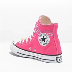 Converse Chuck Taylor Girls All Star Pink High Top Shoes Charms New Size 5 Pink Canvas Shoes With Rubber Sole And Round Toe, Trendy Pink High-top Sneakers For Summer, Pink Canvas Shoes With Round Toe For Summer, Trendy Pink Canvas Shoes With Vulcanized Sole, Trendy Pink Canvas Shoes With Laces, School Canvas Shoes Lace-up, Pink Canvas Shoes With Round Toe And Rubber Sole, Cute Pink Sneakers With Vulcanized Sole, Trendy Pink Sneakers For School