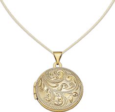 Elegant Gold Filigree Locket Necklace, Wedding Yellow Gold Locket Necklace With Intricate Design, Elegant Gold Locket Necklace With Round Pendant, Yellow Gold Locket Necklace With Intricate Design For Wedding, Anniversary Filigree Yellow Gold Locket Necklace, Elegant Antique Gold Jewelry With Coin Pendant, Elegant Antique Gold Coin Pendant Jewelry, Elegant Antique Gold Locket Necklace With Intricate Design, Ornate Engraved Round Locket Necklace