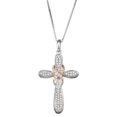 Two Tone Sterling Silver 1/4 Carat T.W. Diamond Cross Pendant, White Diamond Photography, Detailed Necklace, Sterling Silver Cross Pendant, Silver Cross Pendant, Diamond Cross Pendants, Diamond Cross, Sterling Silver Cross, Cross Jewelry, Fancy Color Diamonds