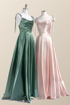 Simply Straps Green Silk Long Party Dress – Ohmollydress Aphrodite Dress, Long Green Dress, Pink Prom, Prom Dress Inspiration, فستان سهرة, Pretty Prom Dresses, Grad Dresses, Vestidos Prom, Party Dress Long