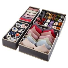 two boxes filled with different types of ties