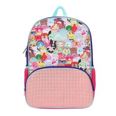 This officially licensed backpack is the perfect school, work, or travel accessory for Squishmallows fans! The backpack has been custom-designed to feature a bright and colorful all-over print of all your favorite Squishy characters. Perfectly sized for fans of all ages, it’s ideal for carrying books, laptops, or sports gear comfortably. The top zipper ensures easy access to the spacious main compartment, while the zippered front pocket keeps smaller valuables within easy reach. The padded and a Pink Playful Backpack With Cute Design, Playful Pink Backpack With Cute Design, Pink Cartoon Backpack For Back To School, Pink Kawaii Backpack With Cute Design, Kawaii Pink Backpack With Cute Design, Pink Cartoon Backpack, Pink Cartoon Style Backpack, Cute Backpack For Playtime, Student Backpack With Cute Design In Pink