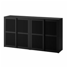 an empty black cabinet with four doors