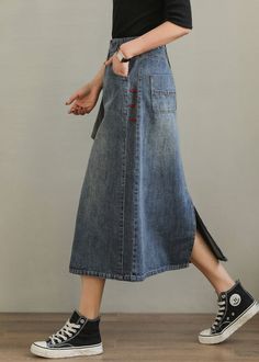 Experience ultimate style and comfort with our New Denim Blue High Waist Denim Skirt. Its versatile design and side-open pockets add a touch of chic to any outfit. Elevate your summer wardrobe with this luxurious staple. New Denim Blue Pockets Side... High Waist Denim Skirt, High Waisted Denim Skirt, Linen Fashion, Causal Outfits, Skirt Summer, High Waist Denim, High Waisted Denim, Denim Blue, Summer Wardrobe