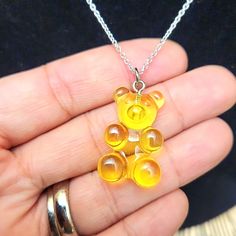 New Gummy Bear Necklace, Chain Is 16"-18". Cute Adjustable Yellow Necklace, Cute Adjustable Yellow Necklaces, Fun Yellow Jewelry For Birthday, Yellow Charm Necklace With Lobster Clasp For Gift, Casual Hypoallergenic Yellow Jewelry, Casual Yellow Hypoallergenic Jewelry, Fun Yellow Nickel-free Jewelry, Novelty Resin Necklaces For Gifts, Novelty Resin Necklace For Gift