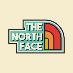 the north face logo is shown in this graphic style, with an orange and blue rainbow