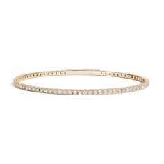 A timeless style, this Shahla lab-created diamond bangle bracelet dazzles from day to night. 14K gold Sparkling lab-created diamonds line this classic tennis-style bangle Flexible design for comfortable all-day wear 2-1/3 cts. t.w. of lab-created diamonds 7.0 inches in circumference; push and lock clasp Each item is custom made and not eligible for returns Classic Yellow Gold Bangle With Diamond Accents, Classic Gold Bangle Bracelet With Diamond Accents, Classic Yellow Gold Diamond Bangle, Classic Bangle With Single Cut Diamonds, Classic Yellow Gold Bangle With Brilliant Cut, Timeless Everyday Luxury Bangle With Brilliant Cut, Classic Diamond White Bangle With Diamond Accents, Timeless Diamond Cut Bangle, Classic Rose Gold Bangle With Diamond Accents