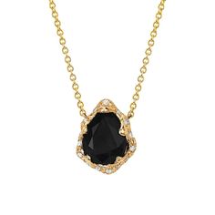 Baby Queen Water Drop Onyx Necklace with Sprinkled Diamonds – Logan Hollowell Baby Queen, Black Diamond Necklace, Onyx Necklace, Solid Gold Jewelry, Water Drop, Gold Plated Jewelry, The Queen, Rose Cut, Black Diamond