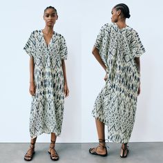 Brand New With Tag Size-Xs (Approximate Measurements: Armpit To Armpit: 26"/ Length: 46") M L 100% Ramie Nigerian Dresses, Zara Printed Dress, Nigerian Dress, Red Dress Sleeves, Leather Shirt Dress, Brown Leather Dress, Rouched Dress, Strapless Long Dress, Dresses Printed