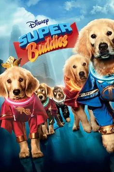 the poster for disney's super buddies starring dogs dressed in clothes and sweaters