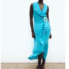 New With Tags Zara Turquoise Dress Size Small New With Tags Turquoise Sleeveless Maxi Dress For Spring, Sleeveless Turquoise Maxi Dress For Spring, Chic Turquoise Fitted Dress, Chic Turquoise Fitted Midi Dress, Turquoise Fitted Midi Dress Chic, Chic Turquoise Maxi Dress For Spring, Chic Sleeveless Turquoise Midi Dress, Sleeveless Turquoise Chic Midi Dress, Elegant Sleeveless Midi Dress In Turquoise