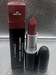 MAC MATTE LIPSTICK 666 SWEET DEAL  ~ NEW IN BOX  | eBay Vampy Lipstick, Lipstick Pictures, Lipstick Dark Red, Mac Matte Lipstick, Mac Lipstick, Lipstick Shades, Box Signs, Lipstick Lip, Matte Lipstick