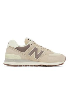 Beige & Brown 574 Sneakers by New Balance on Sale New Balance Clothing, New Balance For Women, Balanced Beige, New Balance Outfit, Canvas Sneakers, Beige Brown, Logo Embroidered, Patch Logo, Me Too Shoes