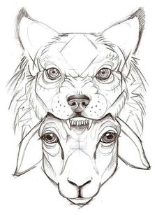 an animal's face is shown in this drawing