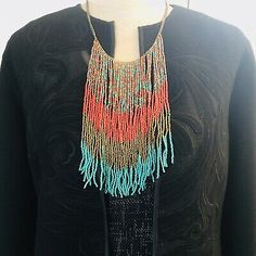 Native American Fringe Bib Necklace Seed Bead Southwest Statement Jewelry 21” | eBay Bohemian Necklace With Colorful Beads For Festive Occasions, Bohemian Turquoise Beaded Necklaces For Festive Occasions, Bohemian Beaded Necklaces With Large Beads For Festive Occasions, Bohemian Style Turquoise Beaded Necklace For Festive Occasions, Bohemian Festive Beaded Necklace With Large Beads, Bohemian Beaded Chain Beads For Festive Occasions, Bohemian Necklaces With Large Beads For Festive Occasions, Bohemian Beaded Chain For Festive Occasions, Festival Multicolor Bohemian Beaded Necklaces