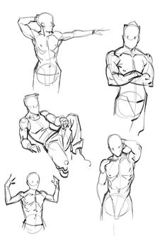 an image of a man's body in different positions and poses, drawn by hand