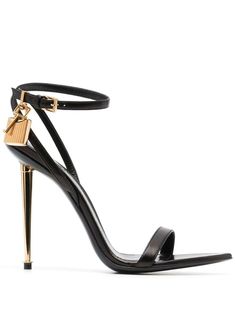 Shop Tom Ford padlock 105mm leather sandals in black, at prices ranging from $915 to $1,350 online. Compare prices across 13 stores and find great deals on shipping & returns. Tom Ford Heels, Tom Ford Shoes, Leather Heels Sandals, Womens Toms, Dream Shoes, Sandals Black, Ballet Flat Shoes, Pump Sandals, Stiletto Heel