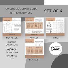 the jewelry size chart guide is shown with instructions for how to use it and how to use